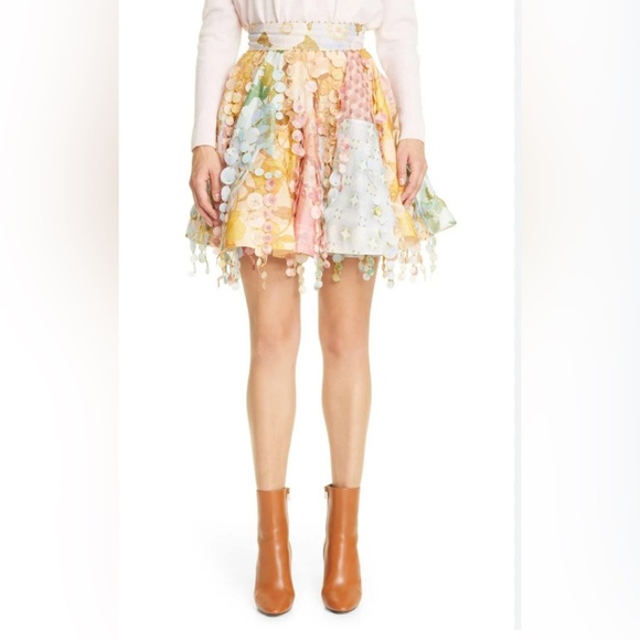 NWOT Zimmermann Tempo Disc Embellishment Chiffon Mini Linen Skirt Size AU 2 - Picture 12 of 12